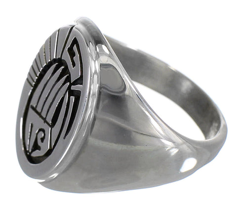Navajo Calvin Peterson Sterling Silver Bear Paw Water Wave Ring Size 10-1/4 RX115517